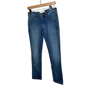 WRANGLER WOMENS SIZE 30 MEASURED MICHELLE LOW‎ SLIM BLUE DENIM JEANS tapered leg
